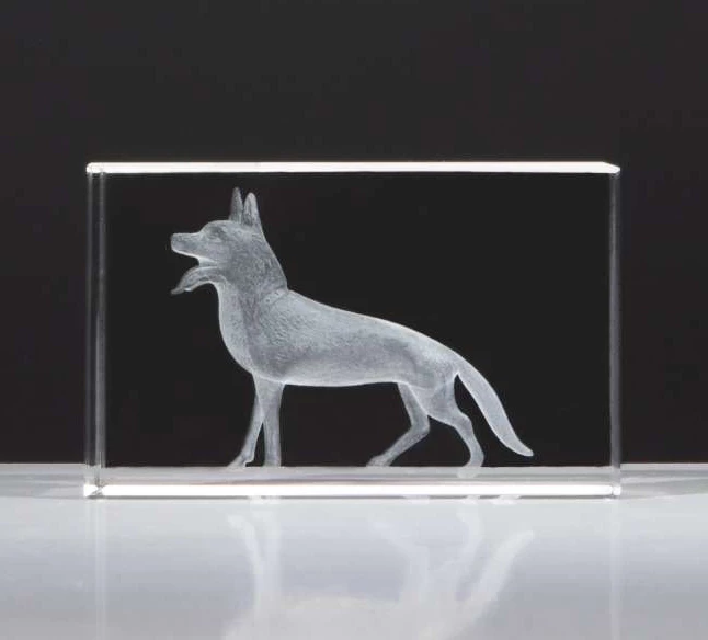 3D-Kristallglasblock Schäferhund