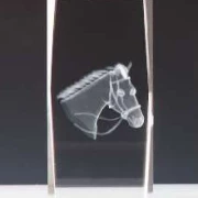 3D-crystal glass block Horse