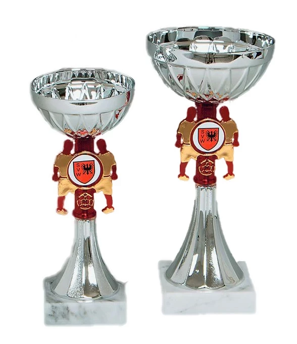 Serie Fußballpokal in 9 Größen, Silber-Rot
