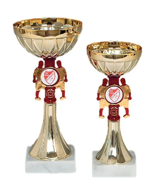 Serie Fußballpokal in 9 Größen, Gold-Rot