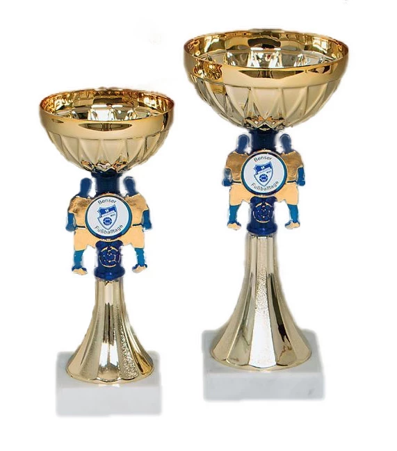 Serie Fußballpokal in 9 Größen, Gold-Blau