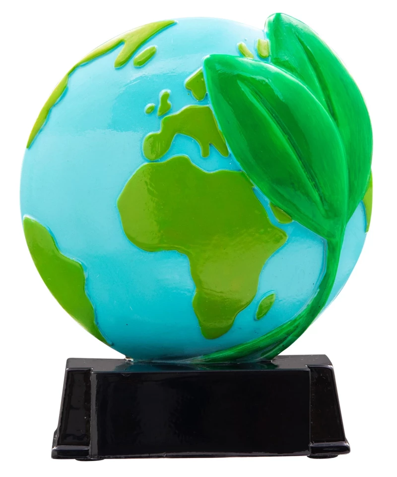 Weltkugel 2D Gold Grün farbig, Pokale kaufen, Pokale günstig, Medaillen kaufen, Medaillen Kinder, Pokale Kempten, Medaillen und Pokale, Gravurschilder online bestellen, Glastrophäe gravieren, Pokal Fußball Kinder, Holzpokal mit Gravur,