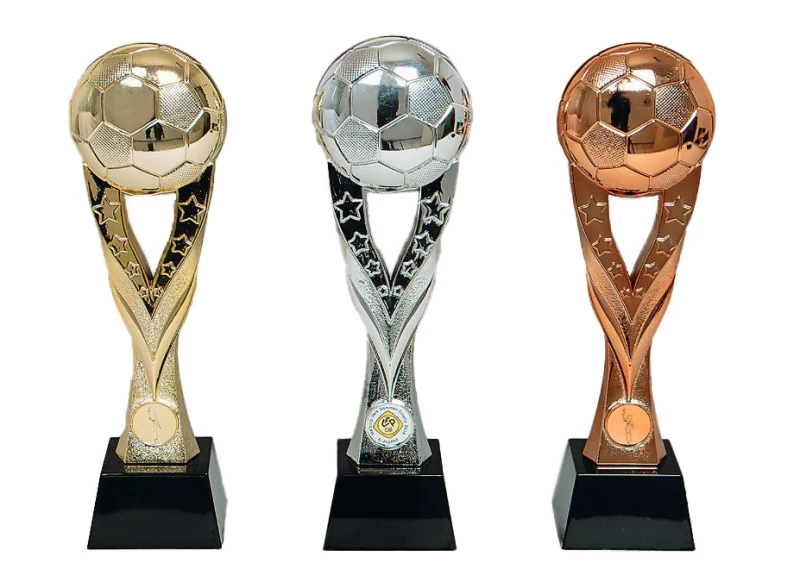 Fußball Pokal, Trophäe Fußball Gold Silber Bronze