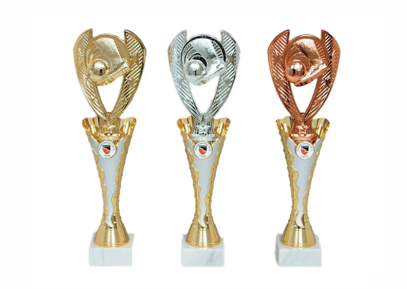Fußball Pokal, Trophäe Fußball Gold Silber Bronze