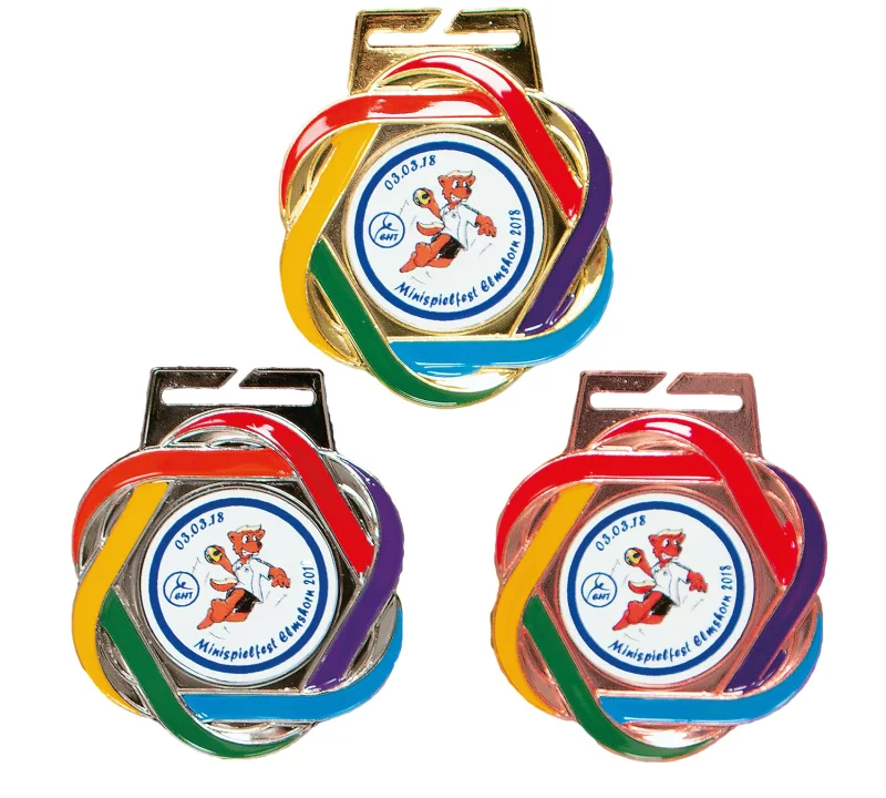 Medaille Gold Silber Bronze Bunt Farbig