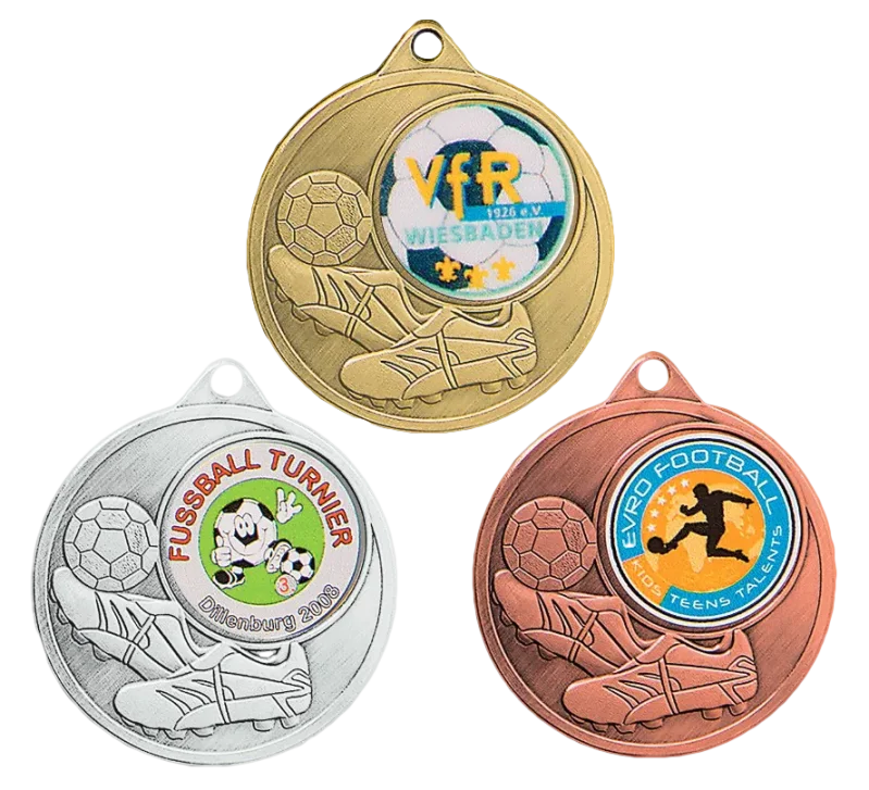 Medaille Fußball gold silber bronze