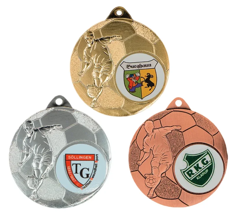 Medaille Fußball gold silber bronze