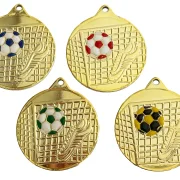 Fußball Medaille gold farbig blau rot grün gleb