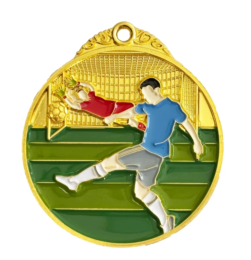 Fußball Medaille gold farbig