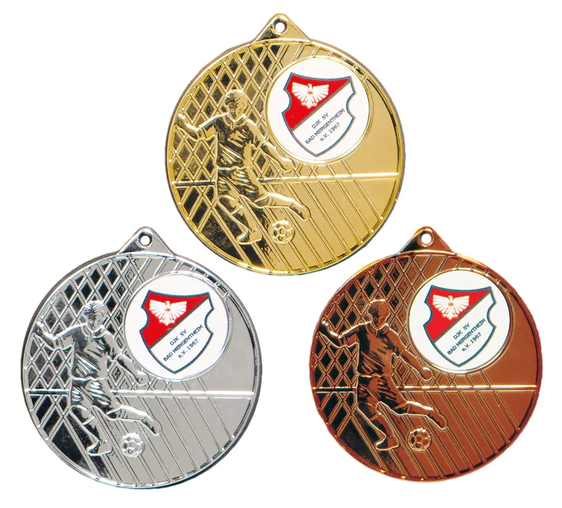 Fußballspieler Medaille Ø 70mm gold silber bronze