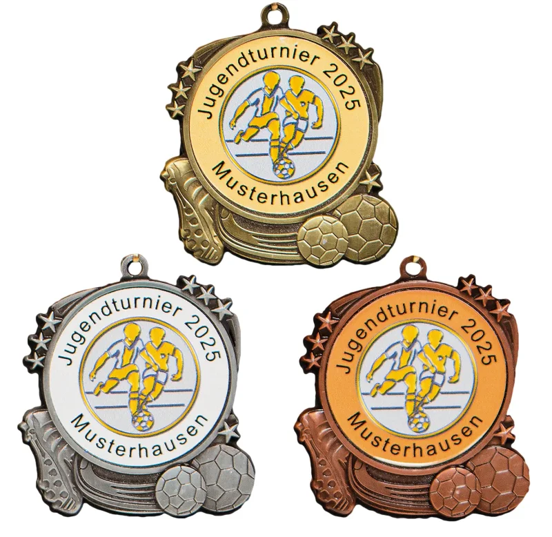 Medaille Gold Silber Bronze Fußball