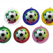 Farbige Fußballmedaillen mit UV-Druck  Rose in rot und blau
