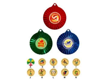 PD F041 Carnival medals in shiny metallic colors Ø 50mm