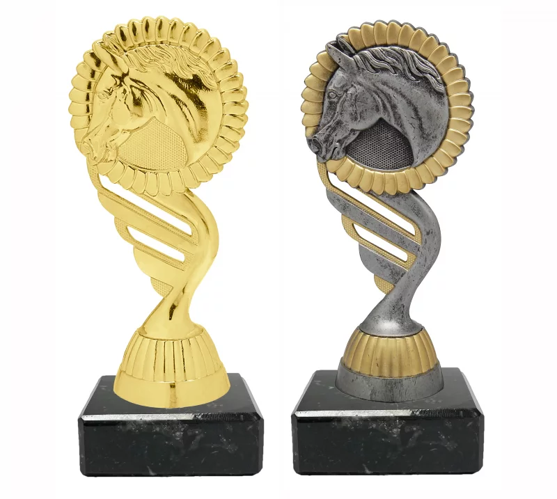 Figur Kunststoff Reitsport in 3 Farben Gold Silber Altsilber