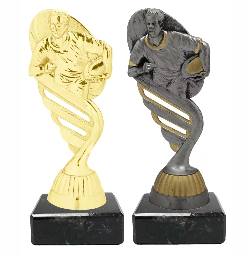 Figur Kunststoff Rugby in 3 Farben gold silber altsilber