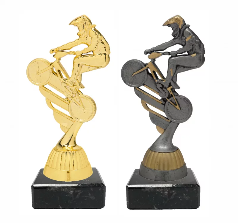 Figur Kunststoff BMX Gold Silber Altsilber