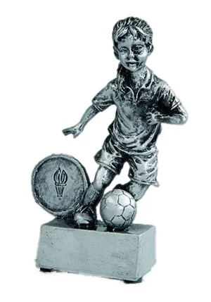 Resinfigur Mädchenfußball silber