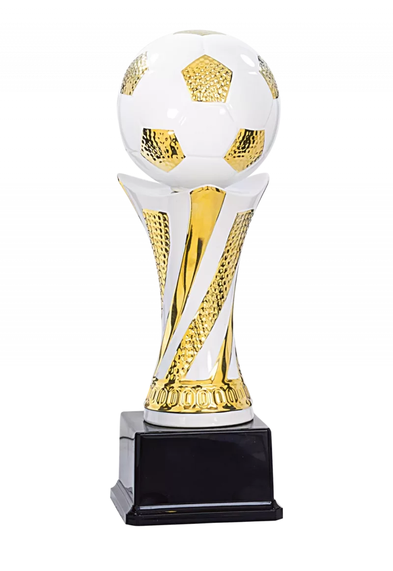 Keramiktrophäe Fußball silber  gold