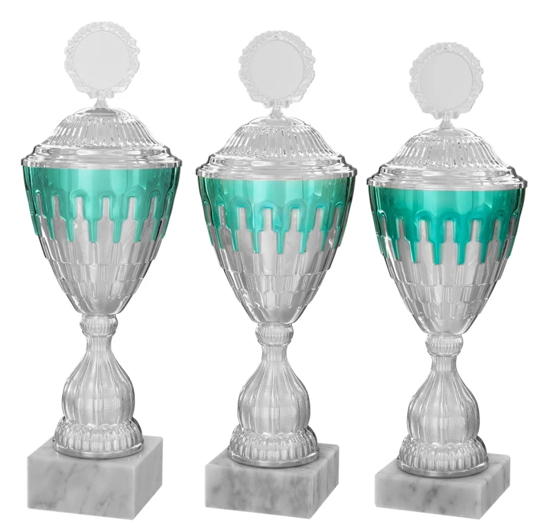 Klassische Pokale Türkis silber mit losem Deckel