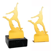 Metallständer Fußballspieler gold