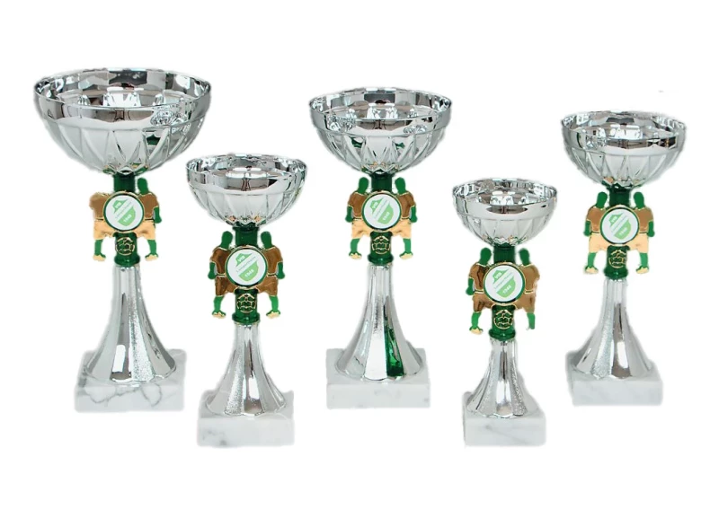 Serie Fußballpokal in 9 Größen, Silber-Grün
