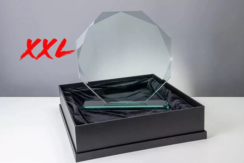 Jadeglas-Trophäe Achteck Neutral