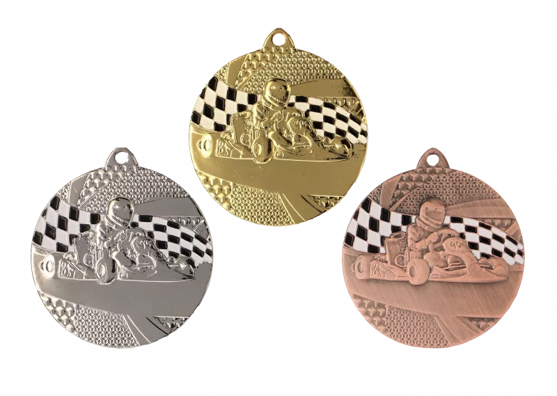 Go-Kart Medaille Kart gold silber bronze