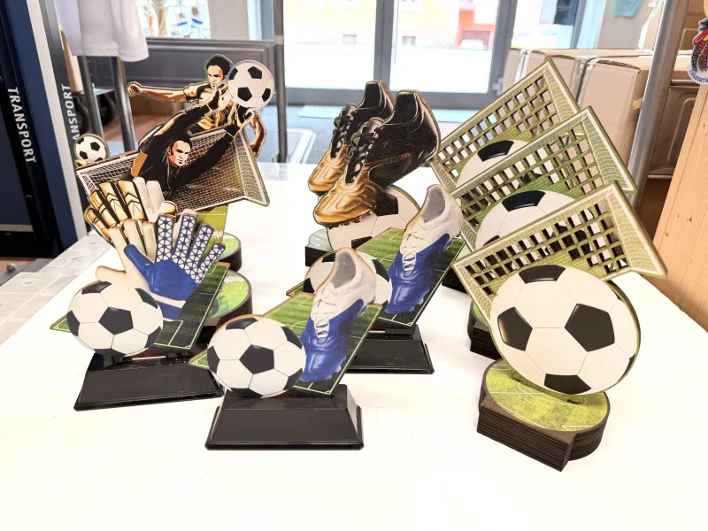 PDR Holz-Trophäe Fußball in verschiedenen Designs 41 Stück